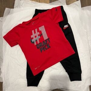 Nike Red and Black Draft Pick top and black jogger pants size 18 months